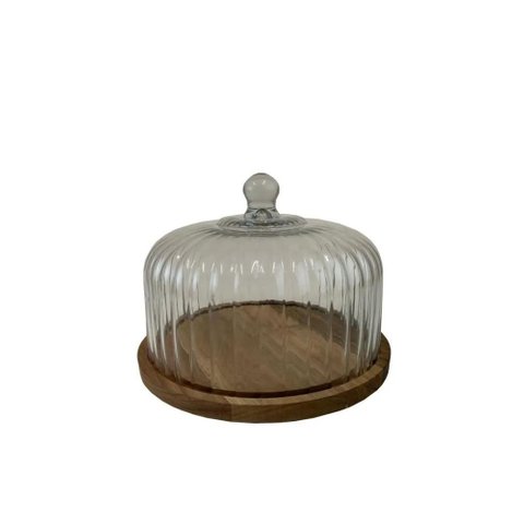 Boleira Vidro e Acácia 30cm - A\casa