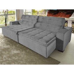 Sofá Retrátil e Reclinável 2,90m Suede Magno Cinza - 2
