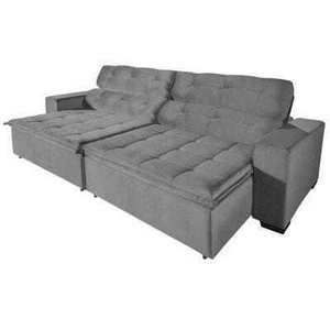 Sofá Retrátil e Reclinável 3,10m Suede Magno Cinza