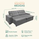 Ver imagem 4 de Sofá Retrátil e Reclinável 3,10m Suede Magno Cinza