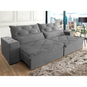 Sofá Retrátil e Reclinável 2,70m 5 Lugares Suede Lisboa