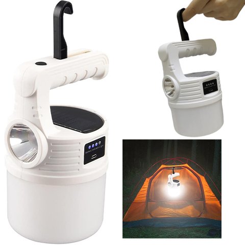 Luminaria Solar Lanterna Dupla Fonte de Luz Led 2 em 1 Camping Portatil Iluminaçao Noturna Externa