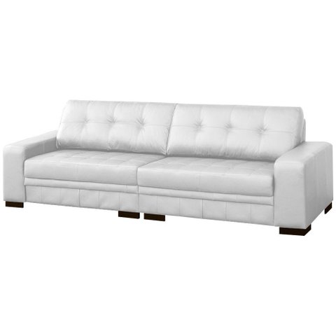 Sofá 4 Lugares 260cm Milano Couro Branco Fosco Gran Belo