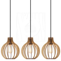 Pendente Luminária Bali E27 Madeira Bancada Moderno 3 Un:rústico - 4