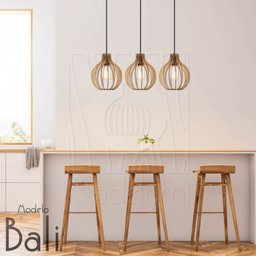 Pendente Luminária Bali E27 Madeira Bancada Moderno 3 Un:rústico - 5