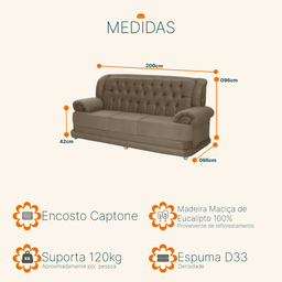 Sofá 3 Lugares Suede Finlândia - 3