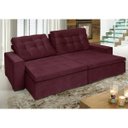 Ver imagem 1 de Sofá Retrátil e Reclinável 2,10m Suede Tunísia Vinho