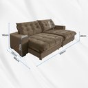 Ver imagem 6 de Sofá Califórnia Retrátil e Reclinável 2,10m 3 Lugares Molas Ensacadas Pillow Top Veludo Castor