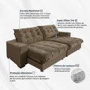 Ver imagem 3 de Sofá Califórnia Retrátil e Reclinável 2,10m 3 Lugares Molas Ensacadas Pillow Top Veludo Castor