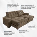 Ver imagem 4 de Sofá Califórnia Retrátil e Reclinável 2,10m 3 Lugares Molas Ensacadas Pillow Top Veludo Castor