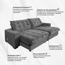 Ver imagem 3 de Sofá Califórnia Retrátil e Reclinável 2,10m 3 Lugares Molas Ensacadas Pillow Top Veludo Cinza