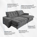 Ver imagem 3 de Sofá Califórnia Retrátil e Reclinável 2,10m 3 Lugares Molas Ensacadas Pillow Top Veludo Cinza