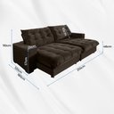 Ver imagem 6 de Sofá Califórnia Retrátil e Reclinável 2,10m 3 Lugares Molas Ensacadas Pillow Top Suede Café