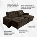 Ver imagem 4 de Sofá Califórnia Retrátil e Reclinável 2,10m 3 Lugares Molas Ensacadas Pillow Top Suede Café