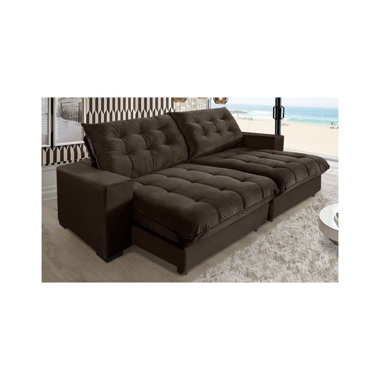 Sofá Retrátil e Reclinável 2,10m 3 Lugares Molas Ensacada Pillow Top Califórnia