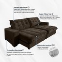 Ver imagem 3 de Sofá Califórnia Retrátil e Reclinável 2,10m 3 Lugares Molas Ensacadas Pillow Top Suede Café