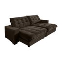 Ver imagem 2 de Sofá Califórnia Retrátil e Reclinável 2,10m 3 Lugares Molas Ensacadas Pillow Top Suede Café