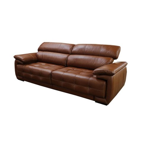 Sofá Retrátil e Reclinável de Couro Filipinas - 2,60M - Conhaque com Brilho