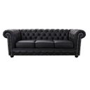 Ver imagem 1 de Sofá Chesterfield de Couro 3 Lugares - Preto