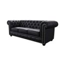 Ver imagem 2 de Sofá Chesterfield de Couro 3 Lugares - Preto