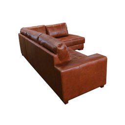Sofá de Couro Canto Marrocos 3 Lugares com Chaise Direita - Conhaque com Brilho - 4