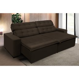 Sofá Retrátil e Reclinável 2,30m Suede Magno Marrom Café - 2