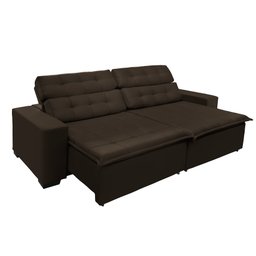 Sofá Retrátil e Reclinável 2,30m Suede Magno Marrom Café - 3