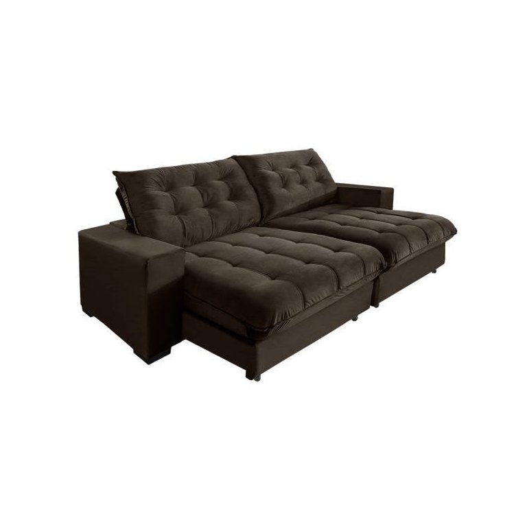 Sofá Retrátil e Reclinável 250cm 5 Lugares Molas Ensacadas Pillow Top Califórnia