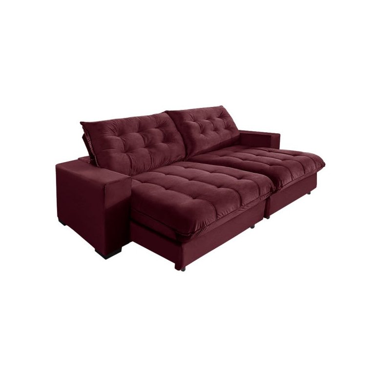 Sofá Retrátil e Reclinável 2,30m 4 Lugares Molas Ensacadas Pillow Top Califórnia