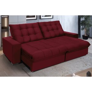 Sofá Retrátil e Reclinável 2,30m 4 Lugares Molas Ensacadas Pillow Top Califórnia