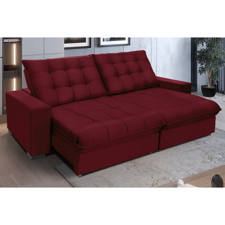Sofá Retrátil e Reclinável 3,10m 6 Lugares Molas Ensacadas Pillow Top Califórnia Sofá Retrátil e Reclinável 3,10m 6 Lugares Molas Ensacadas Pillow Top Califórnia