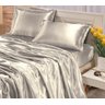 Jogo De Lençol Cetim Casal King 4 Peças Prata - 1