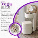 Ver imagem 4 de Kit Puff Penteadeira Vega com Espelho e Puff Menor Boucle Premium Feminino Maquiagem Quarto - Bege