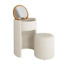 Ver imagem 6 de Kit Puff Penteadeira Vega com Espelho e Puff Menor Boucle Premium Feminino Maquiagem Quarto - Bege