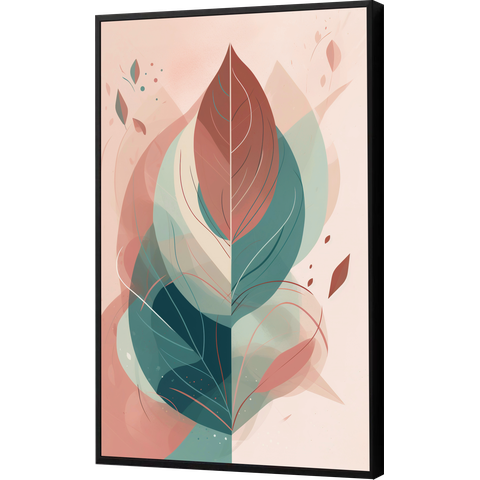 Quadro Decorativo Canvas Abstrato Moldura Filete Folhas Árvore Salas Gg