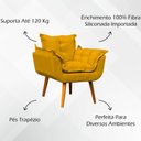 Ver imagem 5 de Kit 3 Poltronas Decorativa Alice Pé Trapézio 30cm Castanho - Suede