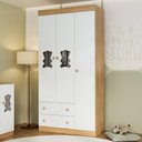 Ver imagem 1 de Guarda-roupa Infantil 92cm com Vidro 3 Portas e 2 Gavetas Teddy Multimóveis Mp4487 Madeirado/branco
