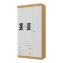Ver imagem 2 de Guarda-roupa Infantil 92cm com Vidro 3 Portas e 2 Gavetas Teddy Multimóveis Mp4487 Madeirado/branco