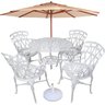 Kit 4 Cadeiras e Mesa Tampo Aluminio Piscina Jardim com Guarda Sol - 1