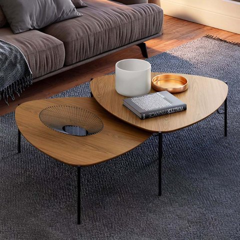 Conjunto de Mesas de Centro 89cm para Sala 100% Mdf Cor:louro com Preto