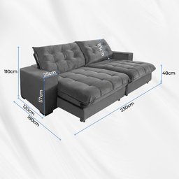 Sofá Retrátil e Reclinável 2,30m 4 Lugares Molas Ensacadas Pillow Top Califórnia - 6