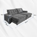 Ver imagem 6 de Sofá Califórnia Retrátil e Reclinável 2,30m 4 Lugares Molas Ensacadas Pillow Top Veludo Cinza
