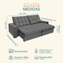 Ver imagem 3 de Sofá Califórnia Retrátil e Reclinável 2,90m 5 Lugares Molas Ensacadas Pillow Top Veludo Cinza