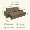 Ver imagem 3 de Sofá Retrátil e Reclinável 3,10m 6 Lugares Molas Ensacadas Pillow Top Califórnia