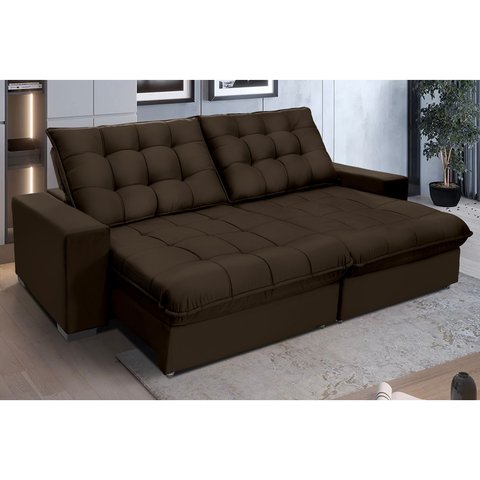 Sofá Retrátil e Reclinável 2,90m 5 Lugares Molas Ensacadas Pillow Top Califórnia