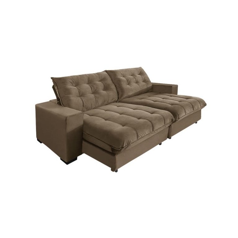 Sofá Retrátil e Reclinável 2,30m 4 Lugares Molas Ensacadas Pillow Top Califórnia