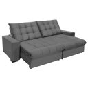 Ver imagem 2 de Sofá Califórnia Retrátil e Reclinável 2,70m 5 Lugares Molas Ensacadas Pillow Top Veludo Cinza