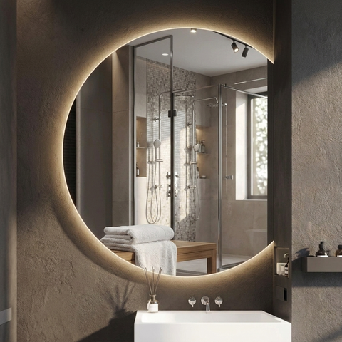 Espelho Meia Lua 95 x 80cm com LED 3 Tons