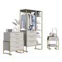 Ver imagem 2 de Quarto Adulto Industrial com Roupeiro Closet Cômoda e Mesa de Cabeceira Cor:Carvalho Oak e Arenas