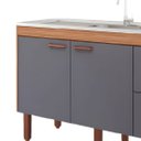 Ver imagem 2 de Gabinete de Cozinha 100% MDF Armário 144cm 2 Gavetas Branco:Freijó/Titanium